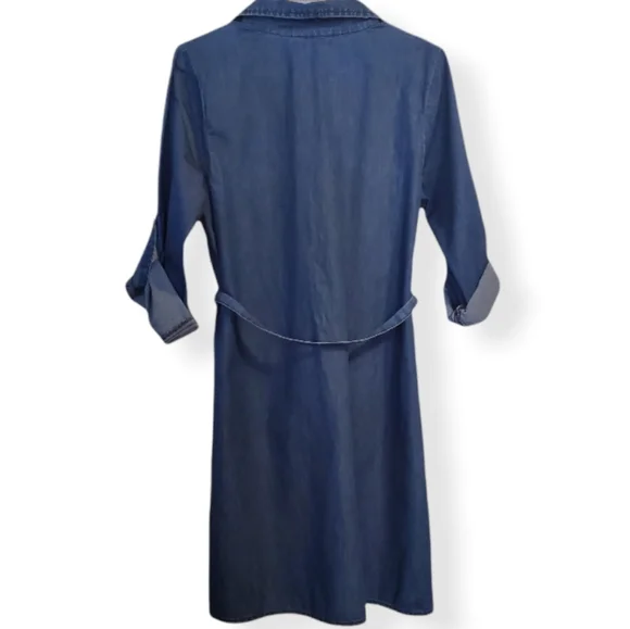 Speed Control💙Denim Dress with Self Tie and Rolled Elbow Sleeves, Size S - Picture 3 of 3
